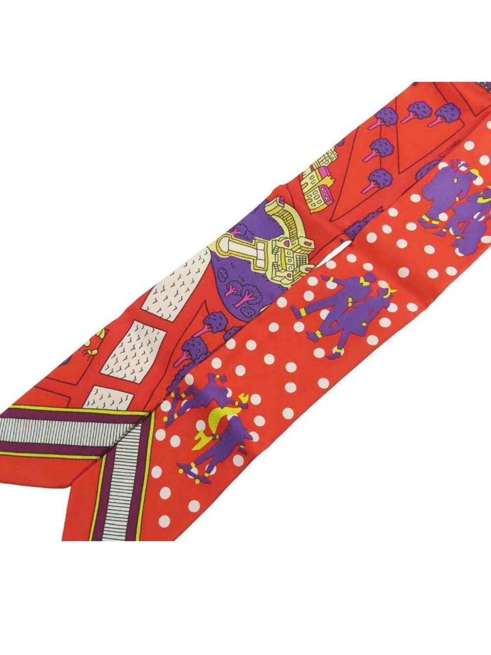 Hermes Twilly Rouge Violet Cream Silk les Nouveaux Amoureux de Paris New Lovers - Picture 3 of 7